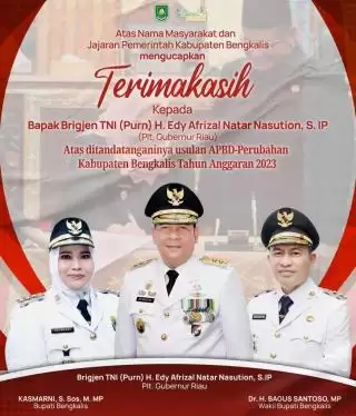 APBD Perubahan 2023 Kabupaten Bengkalis Diteken Plt Gubri