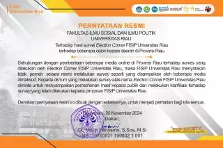 FISIP UNRI Tegaskan Tak Pernah Bikin Survei Pilkada di Riau, Termasuk Siak