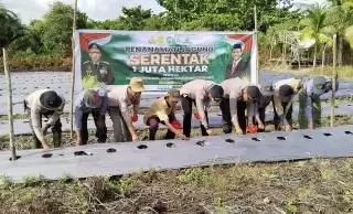 Dukung Ketahanan Pangan, Polsek Rangsang Tanam Jagung Serentak di Desa Sendaur