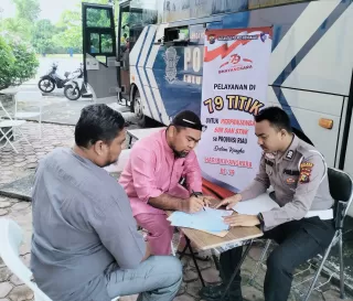 Sambut HUT Bhayangkara ke 79, Satlantas Polres Bengkalis Gelar Layanan SIM Keliling dan Samsat Tanjak