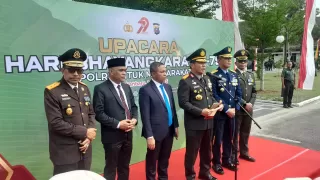 Polda Riau Gelar Upacara Hari Bhayangkara ke 79, 'Semangat Inovasi dan Kepedulian Sosial"