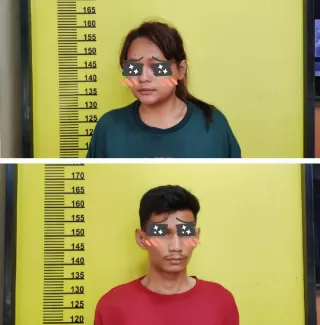 Terlibat Narkoba Sepasang Kekasih Diborgol Polsek Pasir Penyu