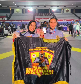 Wow! Dua Polwan Polda Riau Raih Medali di Kejuaraan Taekwondo Internasional