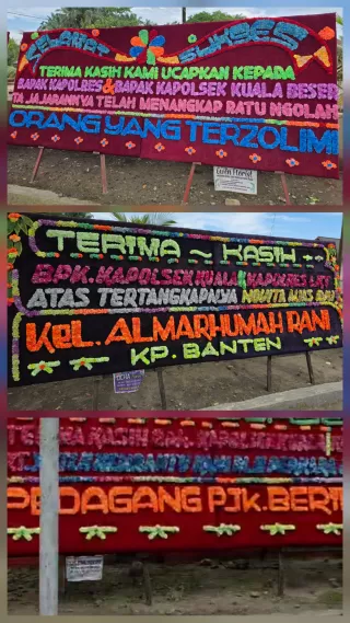 Bentuk Apresiasi dan Dukungan Masyarakat, Polsek Kuala Resort Langkat Terima Puluhan Karangan Bunga