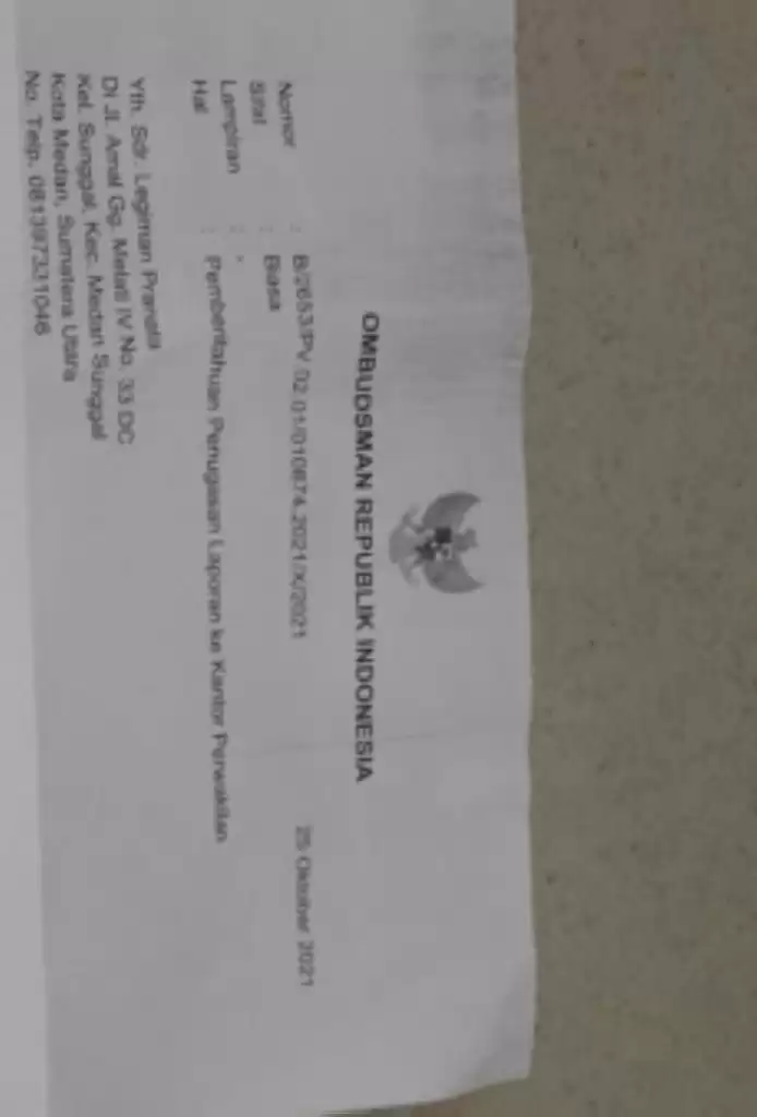 Ombusmen RI Perwakilan Sumut Layangkan Surat Kedua ke PN Pakam