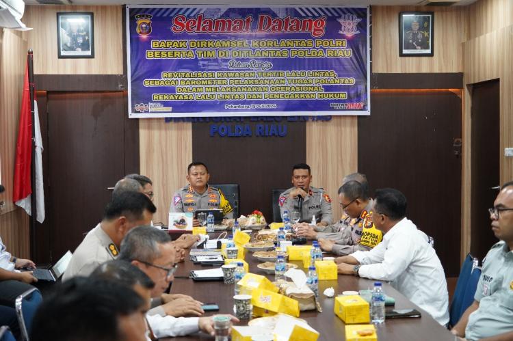 Revitalisasi Kawasan Tertib Lalulintas, Korlantas Polri Sambangi Ditlantas Polda Riau