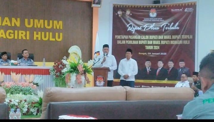 Paslon Bupati dan Wabup 'Perubahan' Ditetapkan Pemenang Pilkada Indragiri Hulu