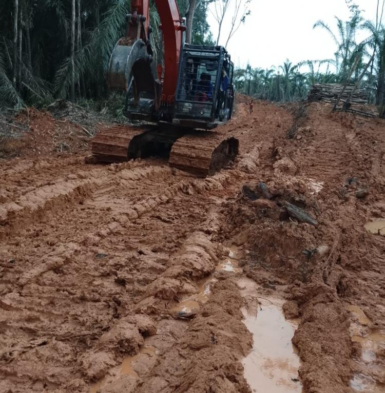 Masyarakat Tuding PT BBSI Rusak Jalan ke Lahan Poktan Sawit Desa Talang Tujuh Buah Tangga