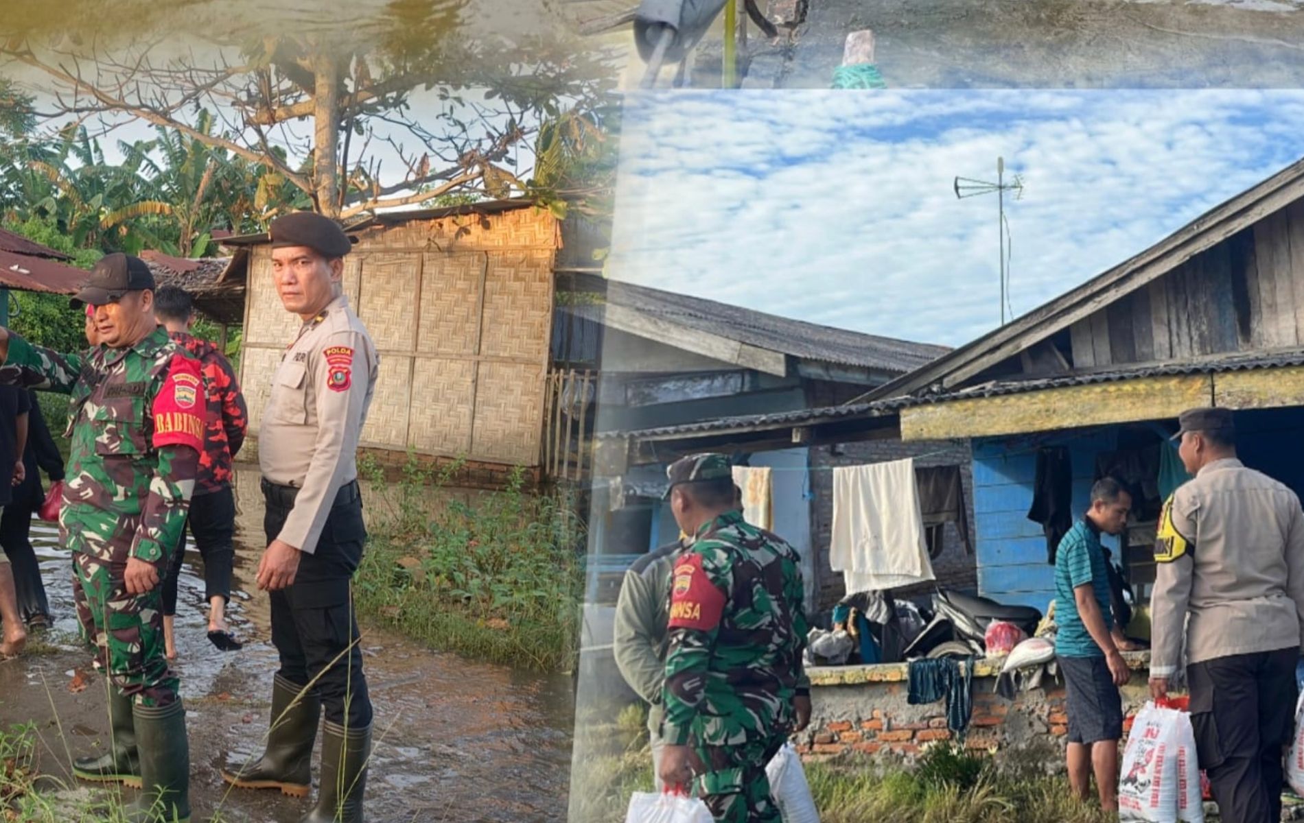 Bhabinkamtibmas dan Babinsa Gerak Cepat Pantau Desa Terdampak Banjir di Pantai Cermin