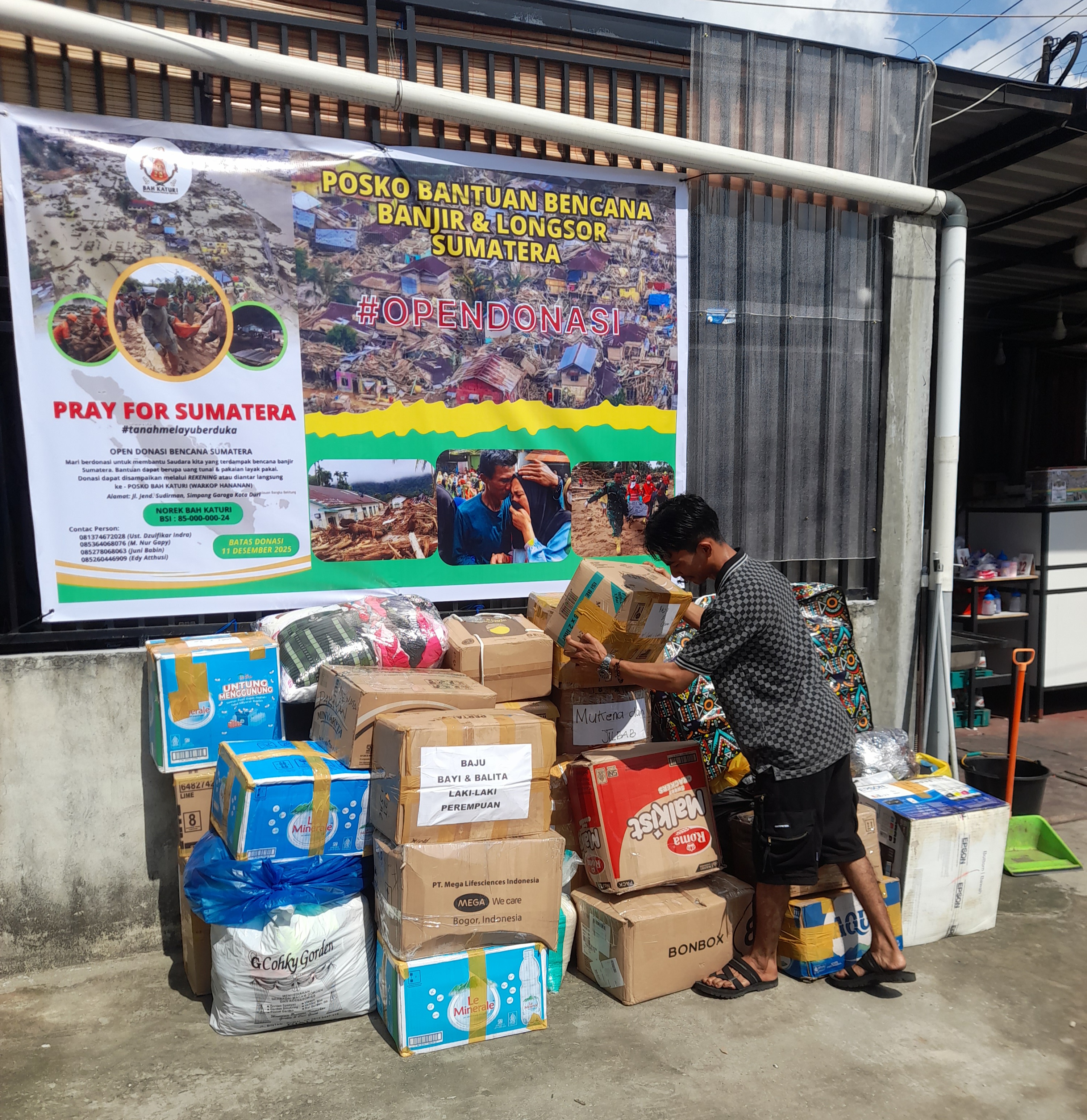 Pray For Sumatera, Posko Bantuan Bencana Banjir dan Longsor Simpang Garoga Dua Hari Terkumpul Rp45 Juta