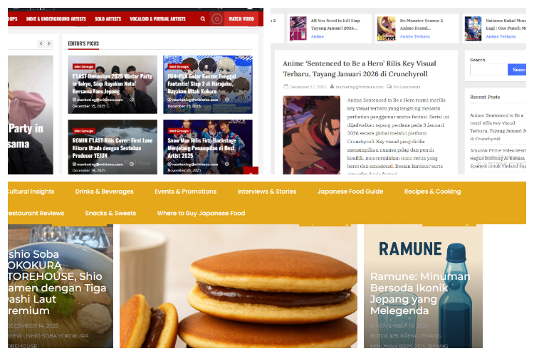 VRICreatives Luncurkan Tiga Website Budaya Jepang untuk Kuliner, Pop Culture dan Musik J-Pop di Indonesia