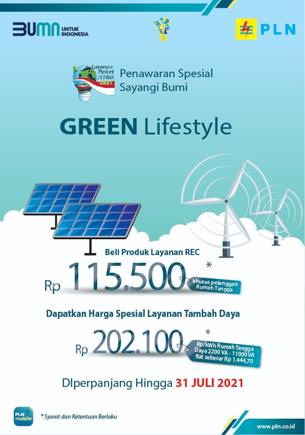 Program Green Lifestyle PLN, REC dan Tambah Daya Diperpanjang