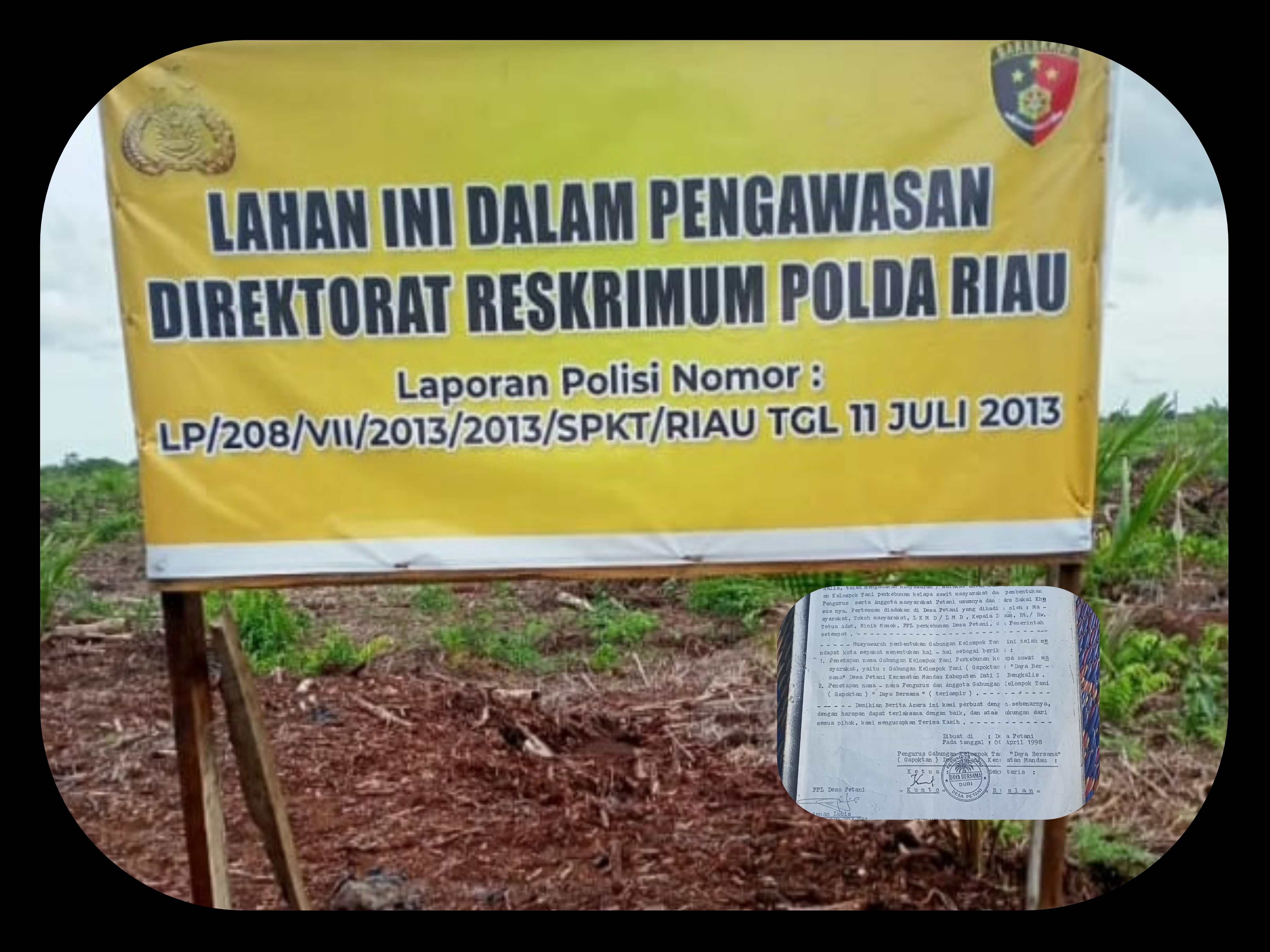 Polda Riau Pasang Plank di Kebun Sawit Bikin Resah Kelompok Tani DB 