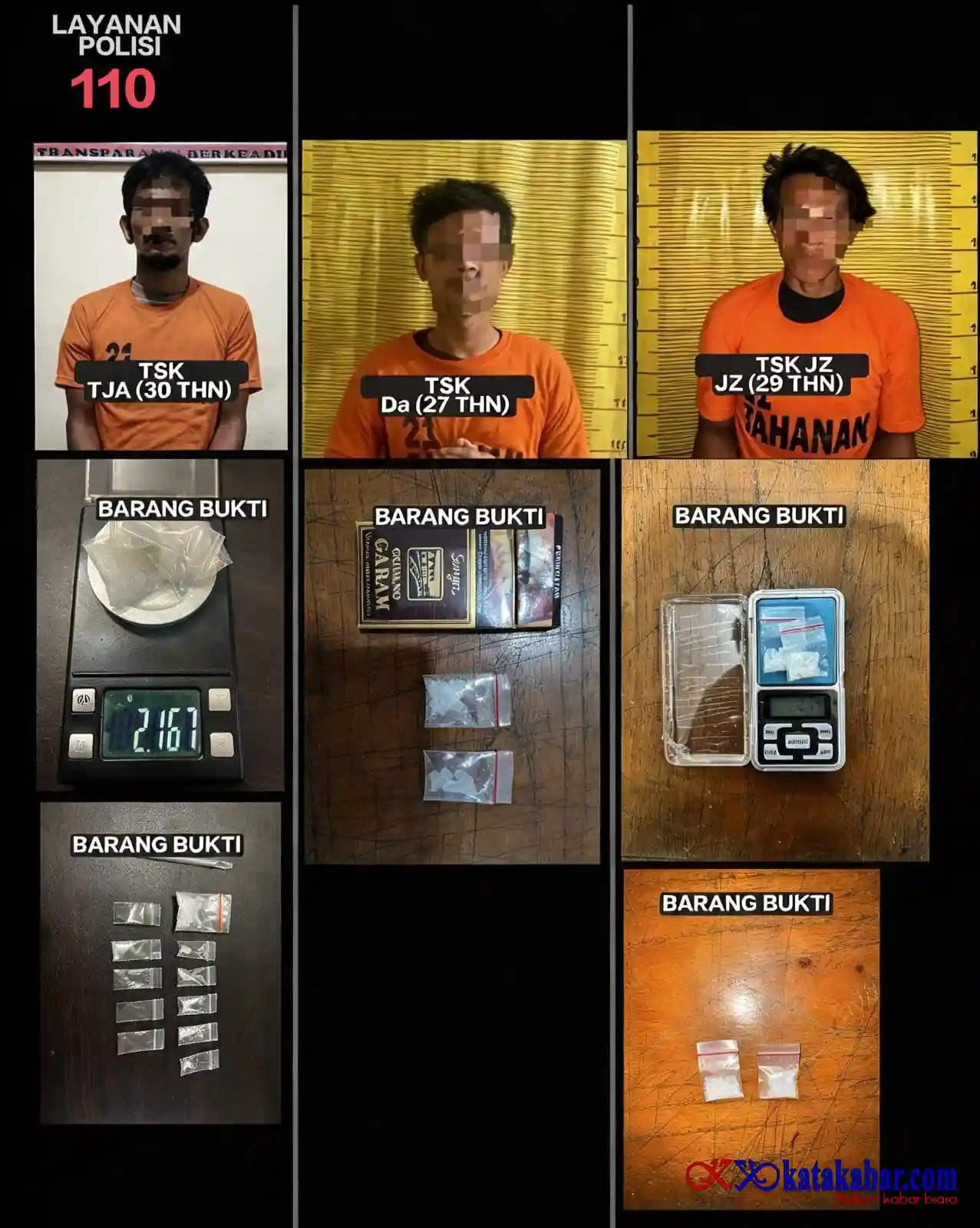 Satnarkoba Polres Binjai Tangkap 3 Pengedar Sabu, 6,82 Gram Barang Bukti Disita