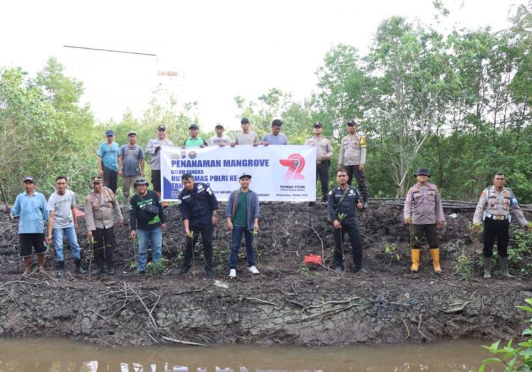 Polres Meranti Dan Insan Pers Tanam Mangrove di Desa Gogok Darussalam