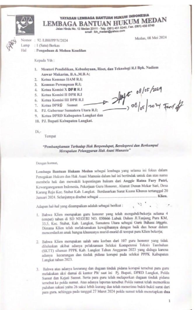 LBH Medan Laporkan Kepala Sekolah Pecat Guru SD Karena Suarakan Korupsi di Langkat