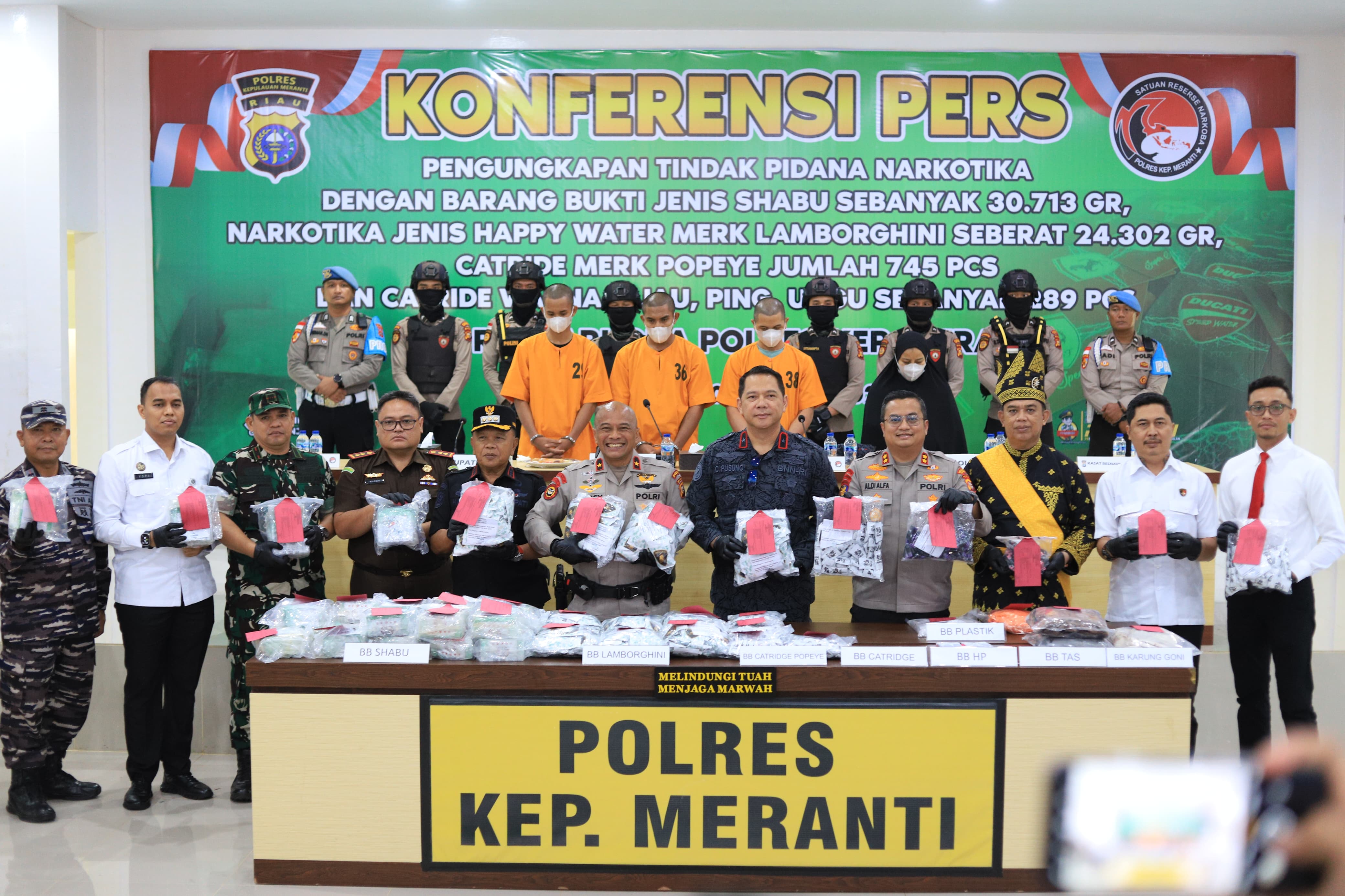 Tangkapan Kakap Polres Kepulauan Meranti, Sita 30 Kg Sabu dan Ribuan Liquid dari Sindikat Lintas Negara