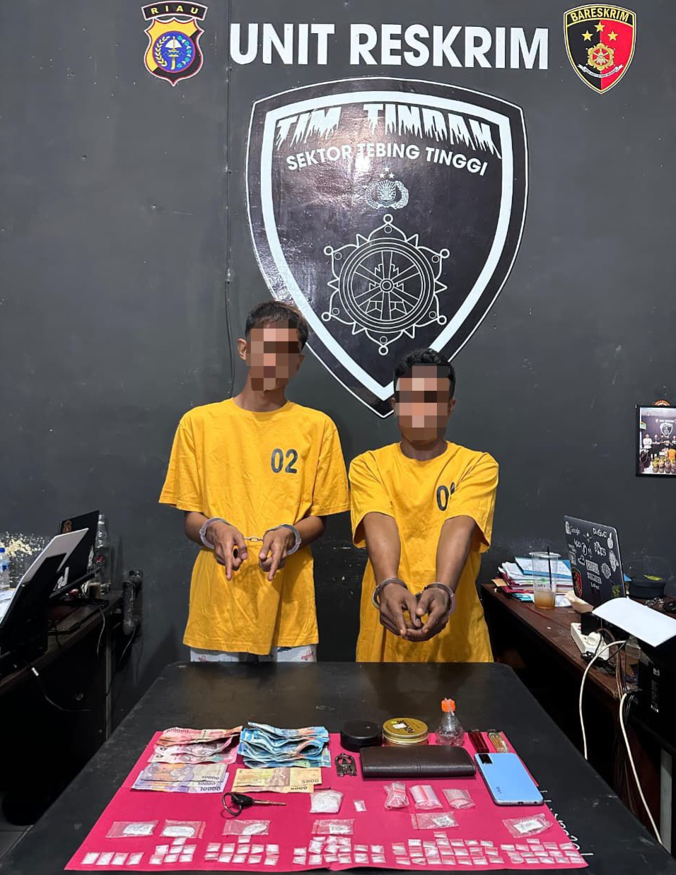 Polsek Tebing Tinggi Ringkus Pengedar dan Kurir Sabu, Puluhan Paket Diamankan