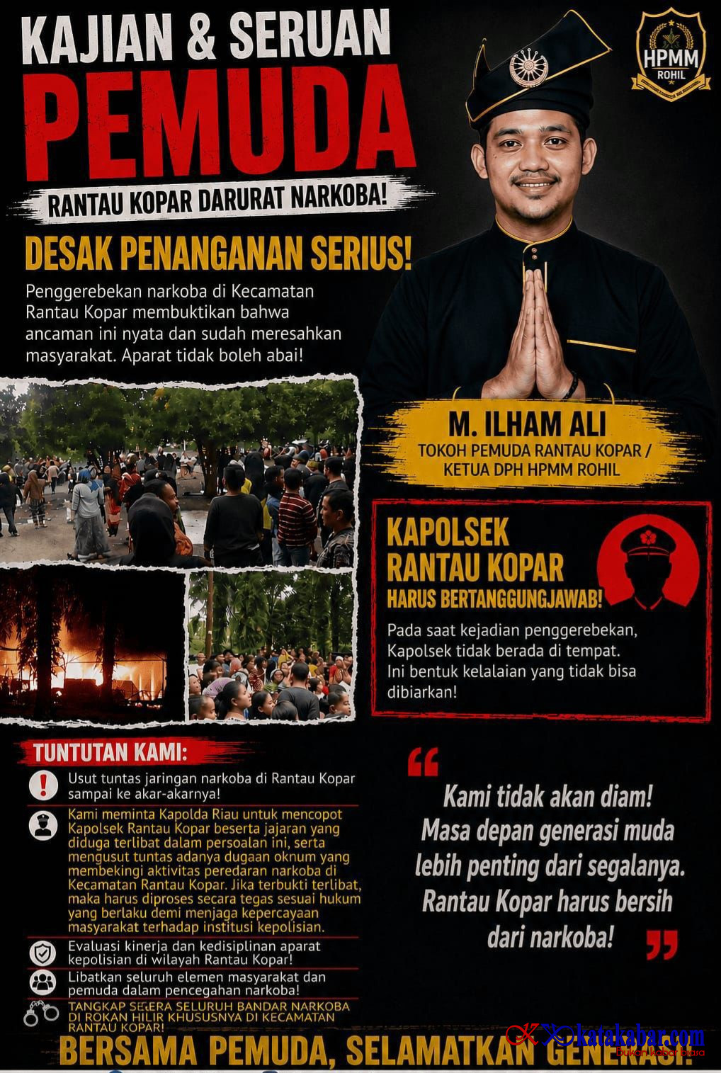 Tokoh Pemuda Rantau Kopar Desak Penanganan Serius Pasca Penggerebekan Narkoba