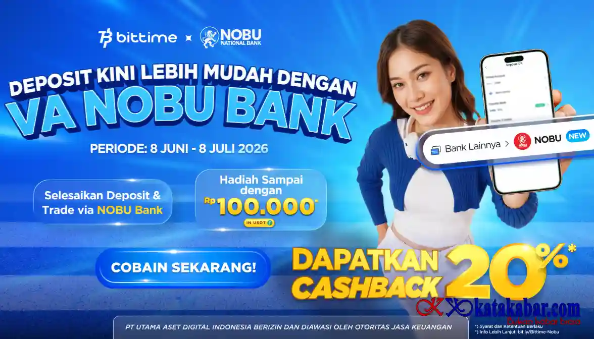 Gandeng Nobu Bank, Bittime Luncurkan Program Cashback "10 Menit dari Indonesia ke Wall Street"